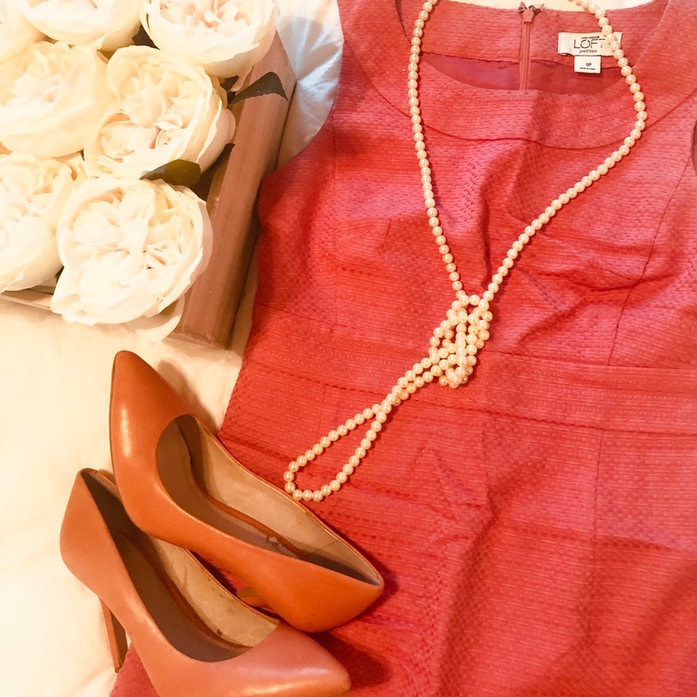 Ann Taylor LOFT coral textured dress